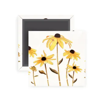 Daisies flower, Μαγνητάκι ψυγείου τετράγωνο διάστασης 5x5cm