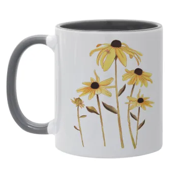 Daisies flower, Κούπα χρωματιστή γκρι, κεραμική, 330ml