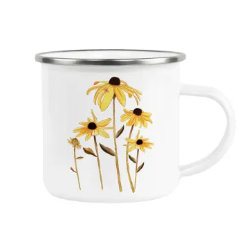 Daisies flower, Κούπα Μεταλλική εμαγιέ λευκη 360ml