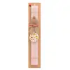 Easter Set, wooden keychain & scented flat Easter candle (30cm) (PINK)