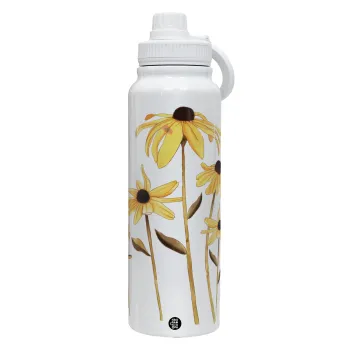 Daisies flower, Θερμός 1L Ανοξείδωτο με Βάση Κινητού & Διπλά Τοιχώματα