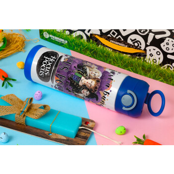 Hocus Pocus, Easter candle, Childrens hot water bottle, stainless steel, with safety straw, BLUE (500ml)