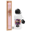 Easter Set, metallic aluminum bottle (500ml) & aromatic flat Easter candle (30cm) (PINK)