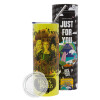 Neon Yellow Travel Tumbler, with metal straw (Stainless steel 304 Food grade, BPA free, 600ml)