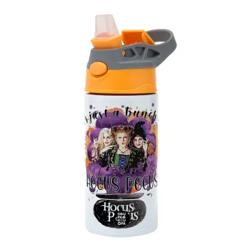 Hocus Pocus, Παιδικό παγούρι θερμό, ανοξείδωτο, με καλαμάκι ασφαλείας, Πορτοκαλί/Γκρι (360ml) BPA-FREE