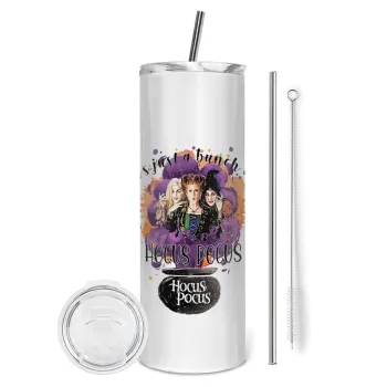 Hocus Pocus, Tumbler ποτήρι θερμό από ανοξείδωτο ατσάλι 600ml, με μεταλλικό καλαμάκι & βούρτσα καθαρισμού