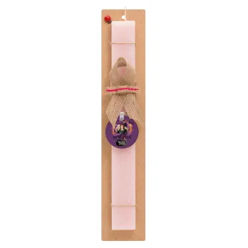 Hocus Pocus, Easter Set, wooden keychain & scented flat Easter candle (30cm) (PINK)