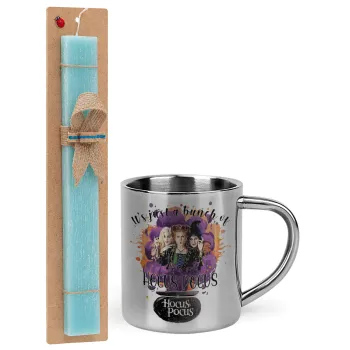 Hocus Pocus, Easter Set, metallic thermal cup (300ml) & aromatic flat Easter candle (30cm) (TURQUOISE)