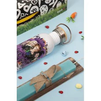 Hocus Pocus, Πασχαλινή Λαμπάδα με παγούρι μεταλλικό (620ml, stainless steel) & κερί αρωματικό πλακέ (30cm) (ΤΙΡΚΟΥΑΖ)