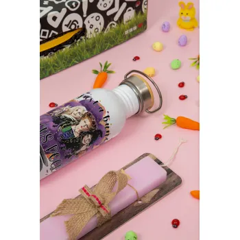 Hocus Pocus, Πασχαλινή Λαμπάδα με παγούρι μεταλλικό (620ml, stainless steel) & κερί αρωματικό πλακέ (30cm) (ΡΟΖ)