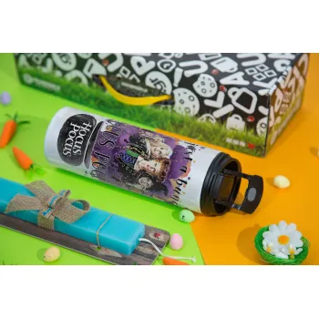 Hocus Pocus, Πασχαλινή Λαμπάδα με Travel Tumbler θερμό με διπλό καπάκι (600ml, BPA free) & κερί αρωματικό πλακέ (30cm) (ΤΙΡΚΟΥΑΖ)