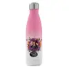 Metal mug thermos Pink/White (Stainless steel), double wall, 500ml