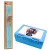 Easter Set, children's snack container BLUE & Easter aromatic flat candle (30cm) (TURQUOISE)