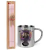 Easter Set, metallic thermal cup (300ml) & aromatic flat Easter candle (30cm) (PINK)