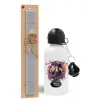 Easter Set, metallic aluminum water bottle (500ml) & aromatic flat Easter candle (30cm) (GRAY)