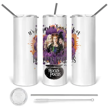 Hocus Pocus, Tumbler ποτήρι θερμό από ανοξείδωτο ατσάλι 600ml, με μεταλλικό καλαμάκι & βούρτσα καθαρισμού