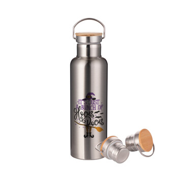 It's just a bunch of hocus pocus - halloween, Stainless steel Silver with wooden lid (bamboo), double wall, 750ml