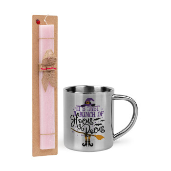 It's just a bunch of hocus pocus - halloween, Easter Set, metallic thermal cup (300ml) & aromatic flat Easter candle (30cm) (PINK)