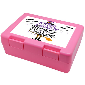 It's just a bunch of hocus pocus - halloween, Children's cookie container PINK 185x128x65mm (BPA free plastic)