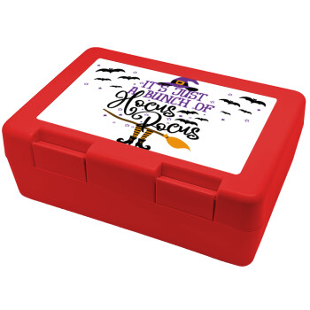 It's just a bunch of hocus pocus - halloween, Children's cookie container RED 185x128x65mm (BPA free plastic)