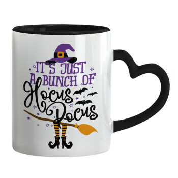 It's just a bunch of hocus pocus - halloween, Mug heart black handle, ceramic, 330ml