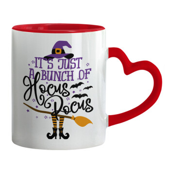 It's just a bunch of hocus pocus - halloween, Mug heart red handle, ceramic, 330ml