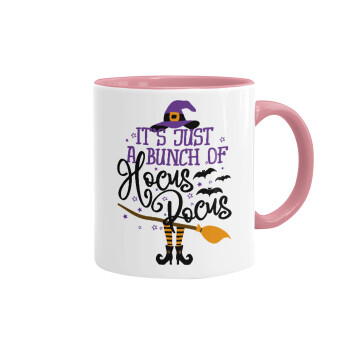It's just a bunch of hocus pocus - halloween, Mug colored pink, ceramic, 330ml