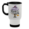 It's just a bunch of hocus pocus - halloween, Stainless steel travel mug with lid, double wall (warm) white 450ml