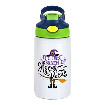 It's just a bunch of hocus pocus - halloween, Children's hot water bottle, stainless steel, with safety straw, green, blue (350ml)
