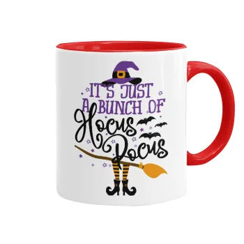 It's just a bunch of hocus pocus - halloween, Κούπα χρωματιστή κόκκινη, κεραμική, 330ml