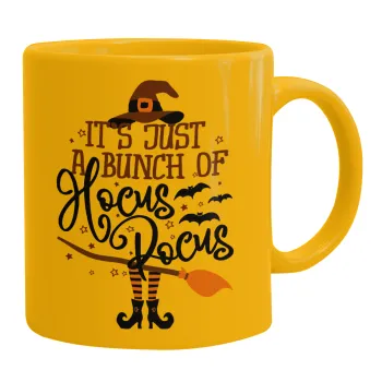 It's just a bunch of hocus pocus - halloween, Ceramic coffee mug yellow, 330ml