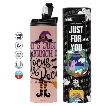 It's just a bunch of hocus pocus - halloween, Tumbler stainless steel PINK 600ml