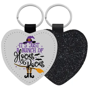 It's just a bunch of hocus pocus - halloween, Μπρελόκ PU δερμάτινο glitter καρδιά ΜΑΥΡΟ
