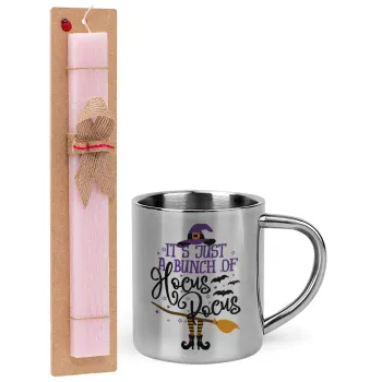 It's just a bunch of hocus pocus - halloween, Easter Set, metallic thermal cup (300ml) & aromatic flat Easter candle (30cm) (PINK)