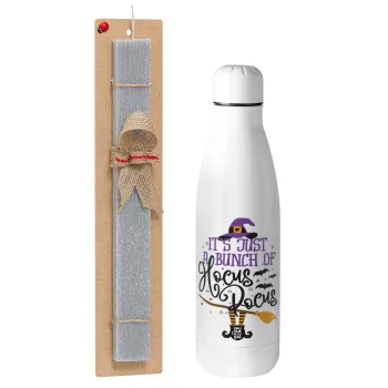 It's just a bunch of hocus pocus - halloween, Easter Set, metallic stainless thermos bottle (500ml) & scented flat Easter candle (30cm) (GRAY)
