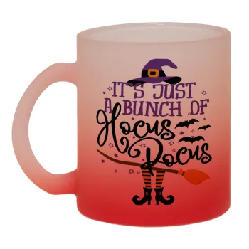 It's just a bunch of hocus pocus - halloween, Κούπα γυάλινη δίχρωμη με βάση το κόκκινο ματ, 330ml