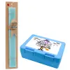 Easter Set, children's snack container BLUE & Easter aromatic flat candle (30cm) (TURQUOISE)