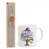 Easter Set, Ceramic Cup (330ml) & Easter aromatic flat candle (30cm) (GRAY)