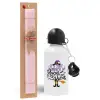 Easter Set, metallic aluminum bottle (500ml) & aromatic flat Easter candle (30cm) (PINK)