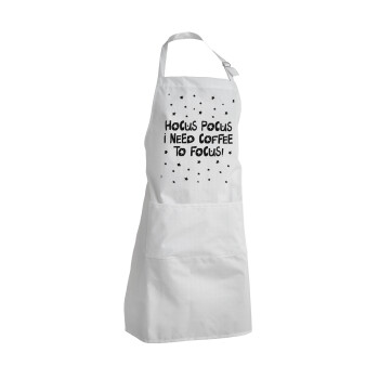 Hocus pocus i need coffee to focus - halloween, Adult Chef Apron (with sliders and 2 pockets)