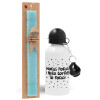 Easter Set, metallic aluminum water bottle (500ml) & scented flat candle (30cm) (TURQUOISE)