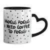 Mug heart black handle, ceramic, 330ml