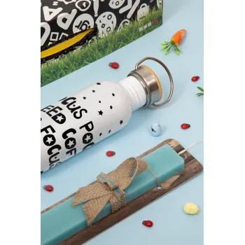 Hocus pocus i need coffee to focus - halloween, Πασχαλινή Λαμπάδα με παγούρι μεταλλικό (620ml, stainless steel) & κερί αρωματικό πλακέ (30cm) (ΤΙΡΚΟΥΑΖ)