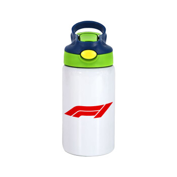 Formula 1, Παιδικό παγούρι θερμό, ανοξείδωτο, με καλαμάκι ασφαλείας, πράσινο/μπλε (350ml)