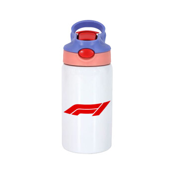 Formula 1, Παιδικό παγούρι θερμό, ανοξείδωτο, με καλαμάκι ασφαλείας, ροζ/μωβ (350ml)