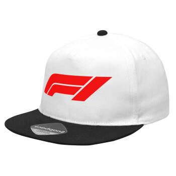 Formula 1, Καπέλο Ενηλίκων Flat Snapback Λευκό/Μαύρο, (POLYESTER, ΕΝΗΛΙΚΩΝ, UNISEX, ONE SIZE)