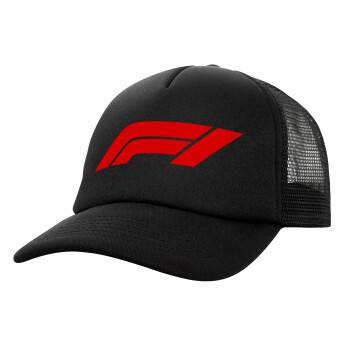 Formula 1, Καπέλο Ενηλίκων Soft Trucker με Δίχτυ Μαύρο (POLYESTER, ΕΝΗΛΙΚΩΝ, UNISEX, ONE SIZE)