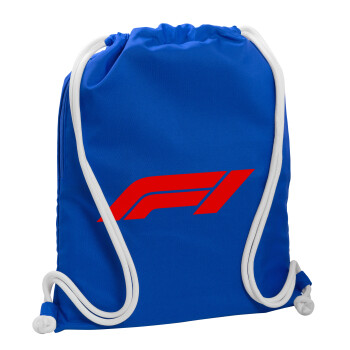 Formula 1, Τσάντα πλάτης πουγκί GYMBAG Μπλε, με τσέπη (40x48cm) & χονδρά κορδόνια