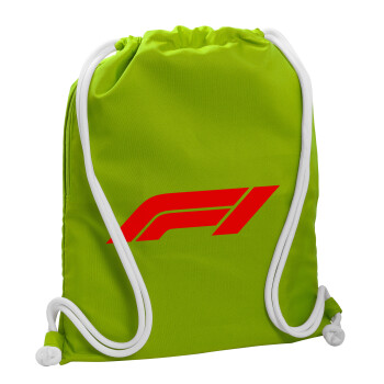 Formula 1, Τσάντα πλάτης πουγκί GYMBAG LIME GREEN, με τσέπη (40x48cm) & χονδρά κορδόνια