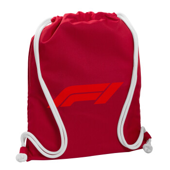 Formula 1, Τσάντα πλάτης πουγκί GYMBAG Κόκκινη, με τσέπη (40x48cm) & χονδρά κορδόνια